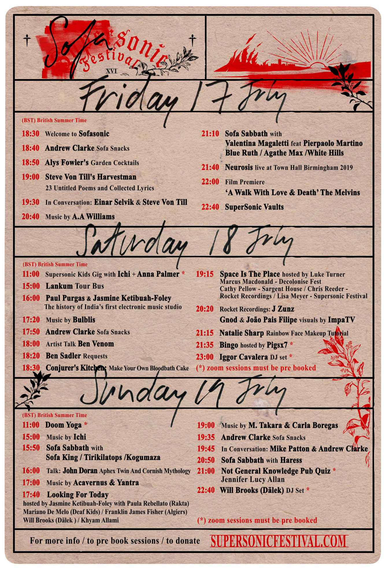 Sofasonic Schedule Supersonic Festival