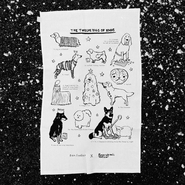 'The Twelve Dogs of Christmas' Tea Towel by Ben Sadler