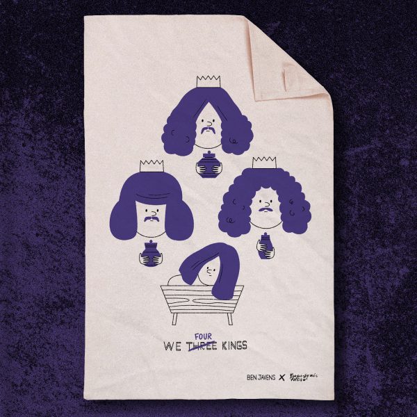 'We Four Kings' Tea Towel by Ben Javens